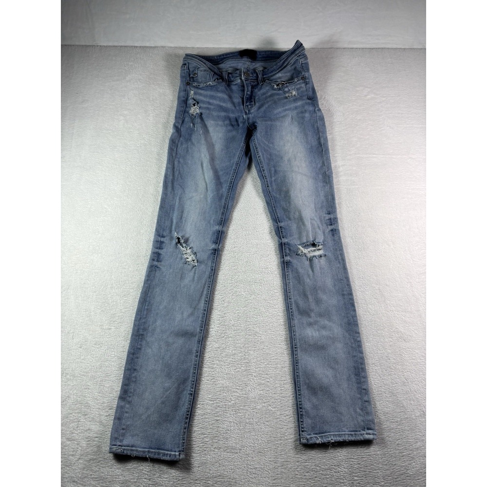 Buckle Black Fit 53 Jeans Men's Straight Leg 28x32 Light Wash Distressed Denim
